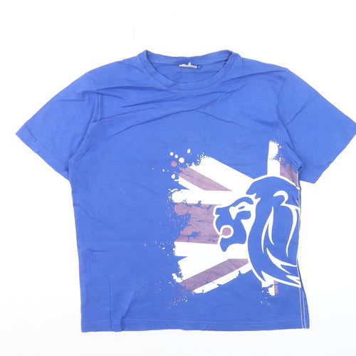 Lonsdale Boys Blue 9-10 Years Lion Graphic Cotton Short Sleeve T-Shirt