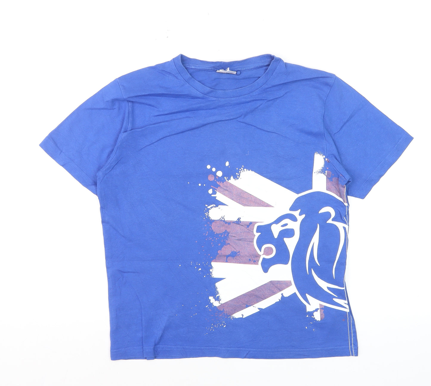 Lonsdale Boys Blue 9-10 Years Lion Graphic Cotton Short Sleeve T-Shirt