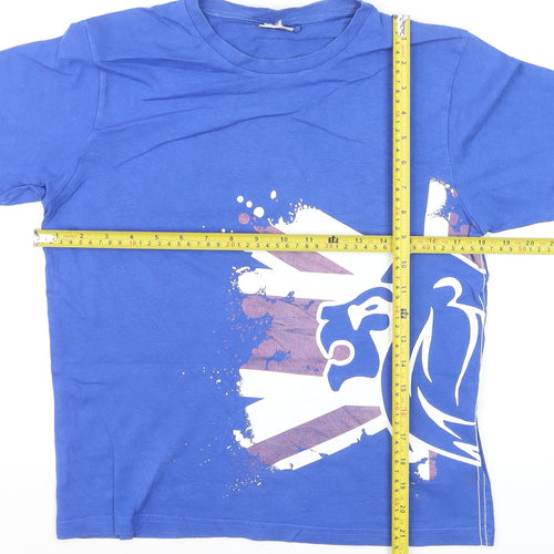 Lonsdale Boys Blue 9-10 Years Lion Graphic Cotton Short Sleeve T-Shirt