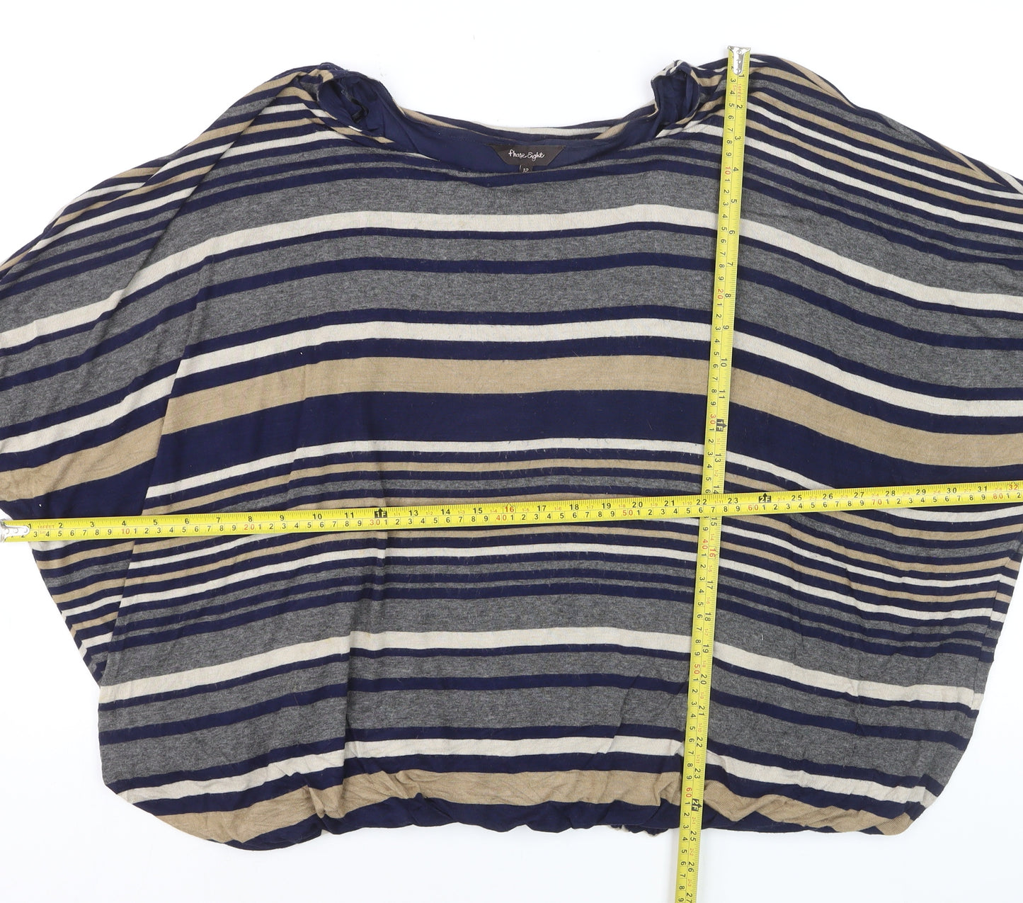 Phase Eight Women's Blue Striped Relaxed Tunic Blouse Size 12