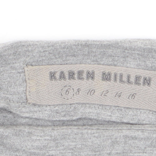 Karen Millen Womens Grey Long Sleeve Boat Neck Slim Fit Blouse Size 8