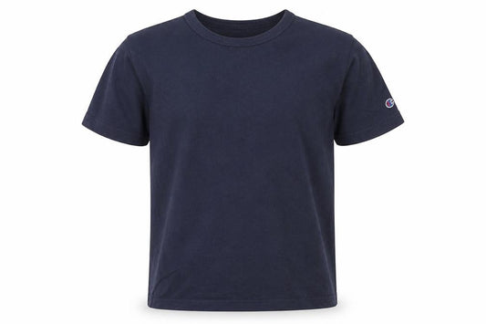 Front view of Champion Men's Blue Small Short Sleeve Crew Neck Cotton T-Shirt