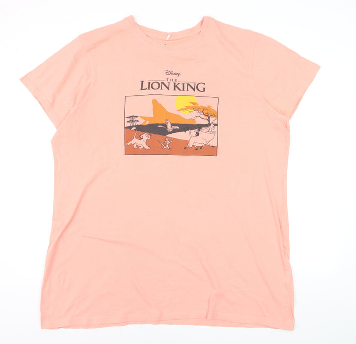Disney Women’s Pink Lion King T-Shirt Size L Crew Neck Short Sleeve