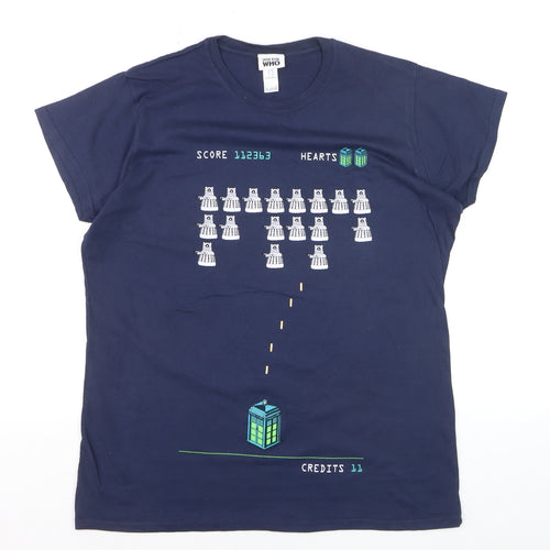 Doctor Who Women's Blue 2XL Short Sleeve Cotton T-Shirt