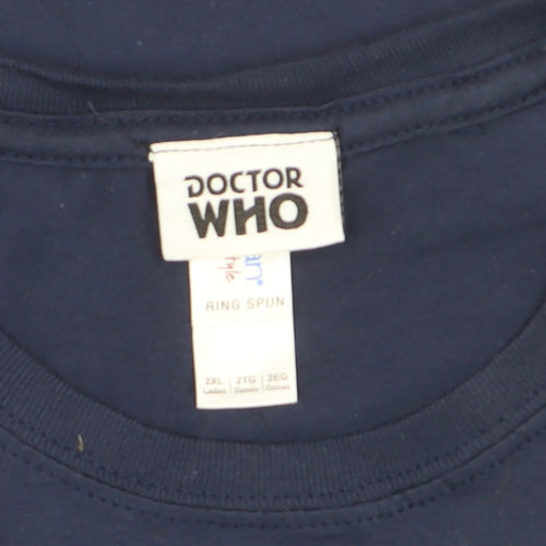 Doctor Who Women's Blue 2XL Short Sleeve Cotton T-Shirt
