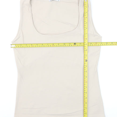 Zara Women Beige Sleeveless Stretch Tank Top L