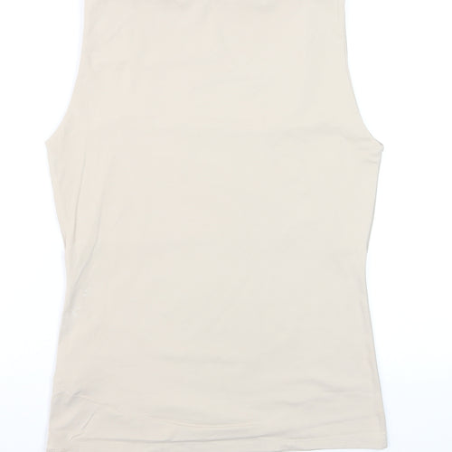 Zara Women Beige Sleeveless Stretch Tank Top L