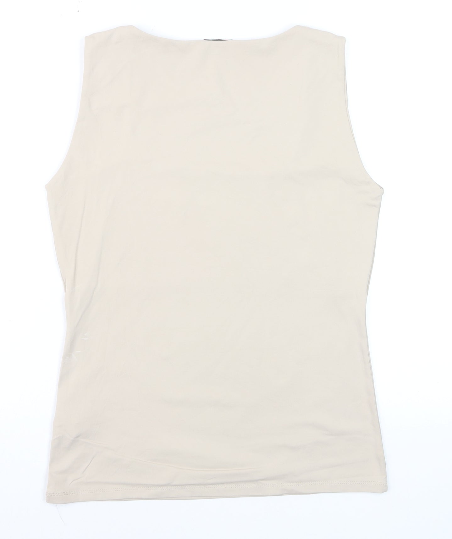 Zara Women Beige Sleeveless Stretch Tank Top L