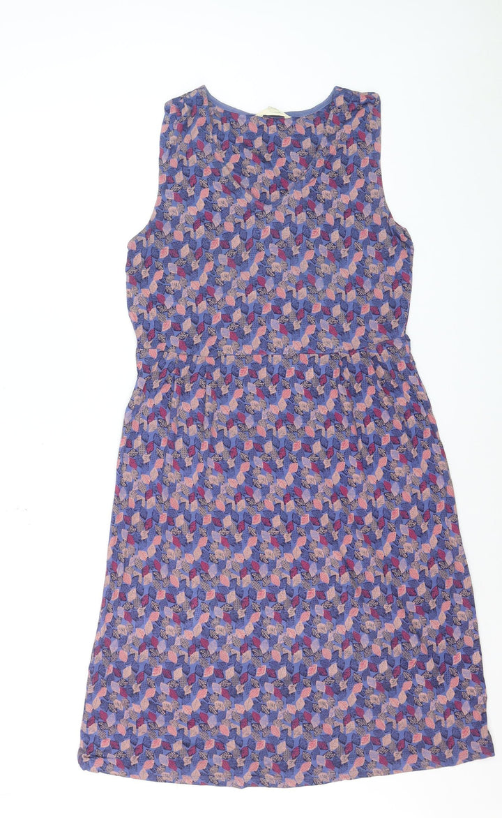 White Stuff Women’s Multicoloured Leaf Print Cotton Shift Dress Size 10