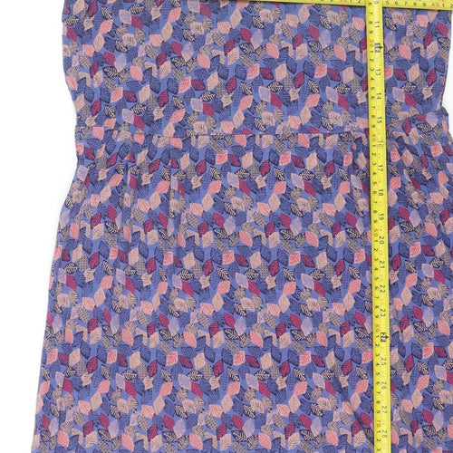 White Stuff Women’s Multicoloured Leaf Print Cotton Shift Dress Size 10