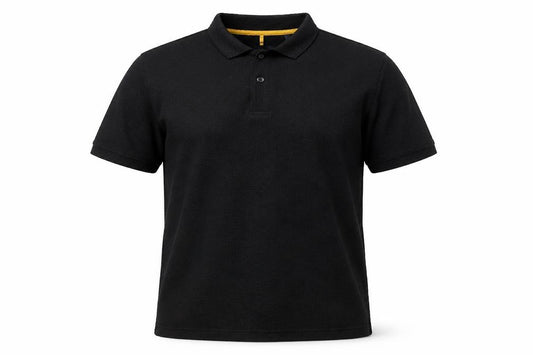 Front view of Guide London Men's Black Cotton Polo Shirt L Regular Fit