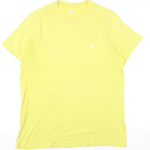 Timberland Men's Yellow Cotton Crew Neck Regular Fit T-Shirt Size L