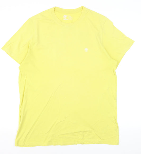 Timberland Men's Yellow Cotton Crew Neck Regular Fit T-Shirt Size L