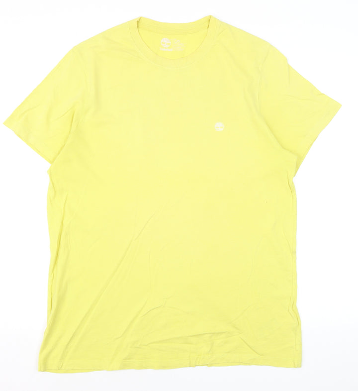 Timberland Men's Yellow Cotton Crew Neck Regular Fit T-Shirt Size L