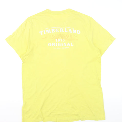 Timberland Men's Yellow Cotton Crew Neck Regular Fit T-Shirt Size L