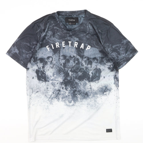 Firetrap Men's Black Skull Graphic Short Sleeve T-Shirt Size L
