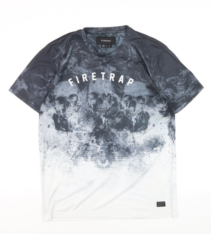 Firetrap Men's Black Skull Graphic Short Sleeve T-Shirt Size L
