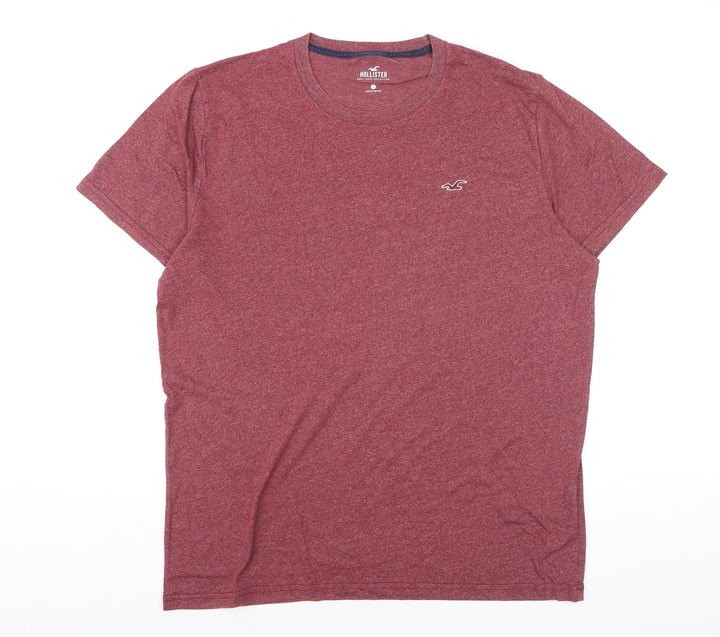 Hollister Men's Red Crew Neck Short Sleeve Cotton Blend T-Shirt Size L