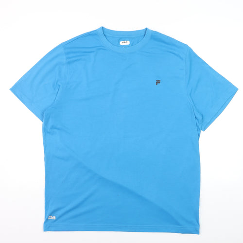 Fila Men's Blue Crew Neck Short Sleeve Polyester Blend T-Shirt Size L