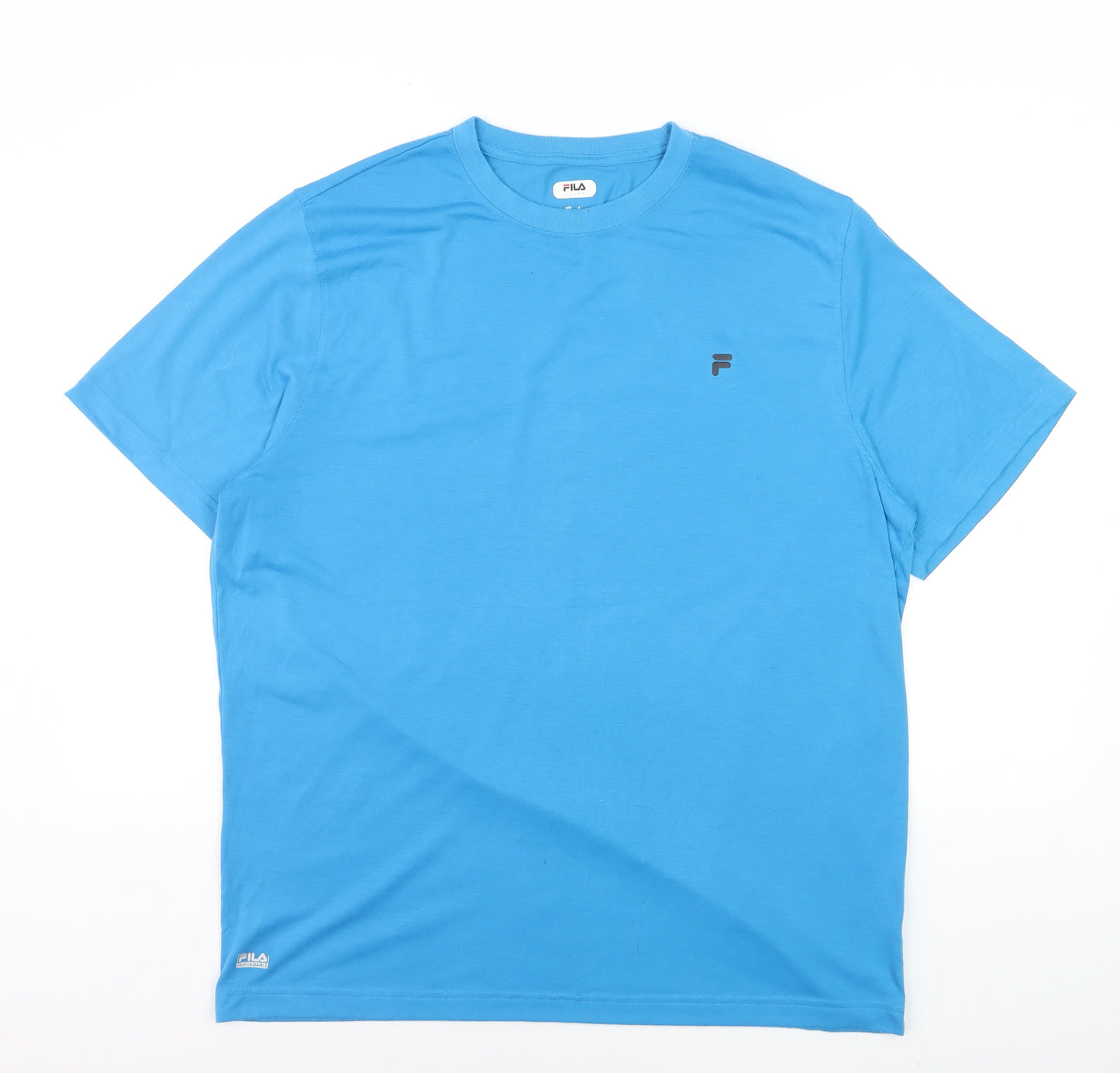 Fila Men's Blue Crew Neck Short Sleeve Polyester Blend T-Shirt Size L