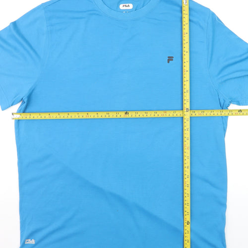 Fila Men's Blue Crew Neck Short Sleeve Polyester Blend T-Shirt Size L