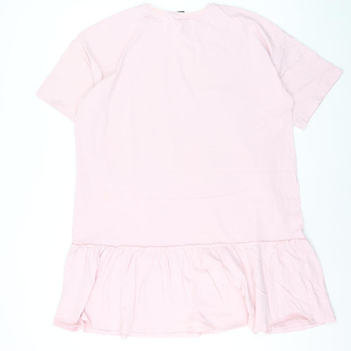 Disney at George Women’s Pink Ruffle Tunic T-Shirt L Mickey & Minnie Cotton