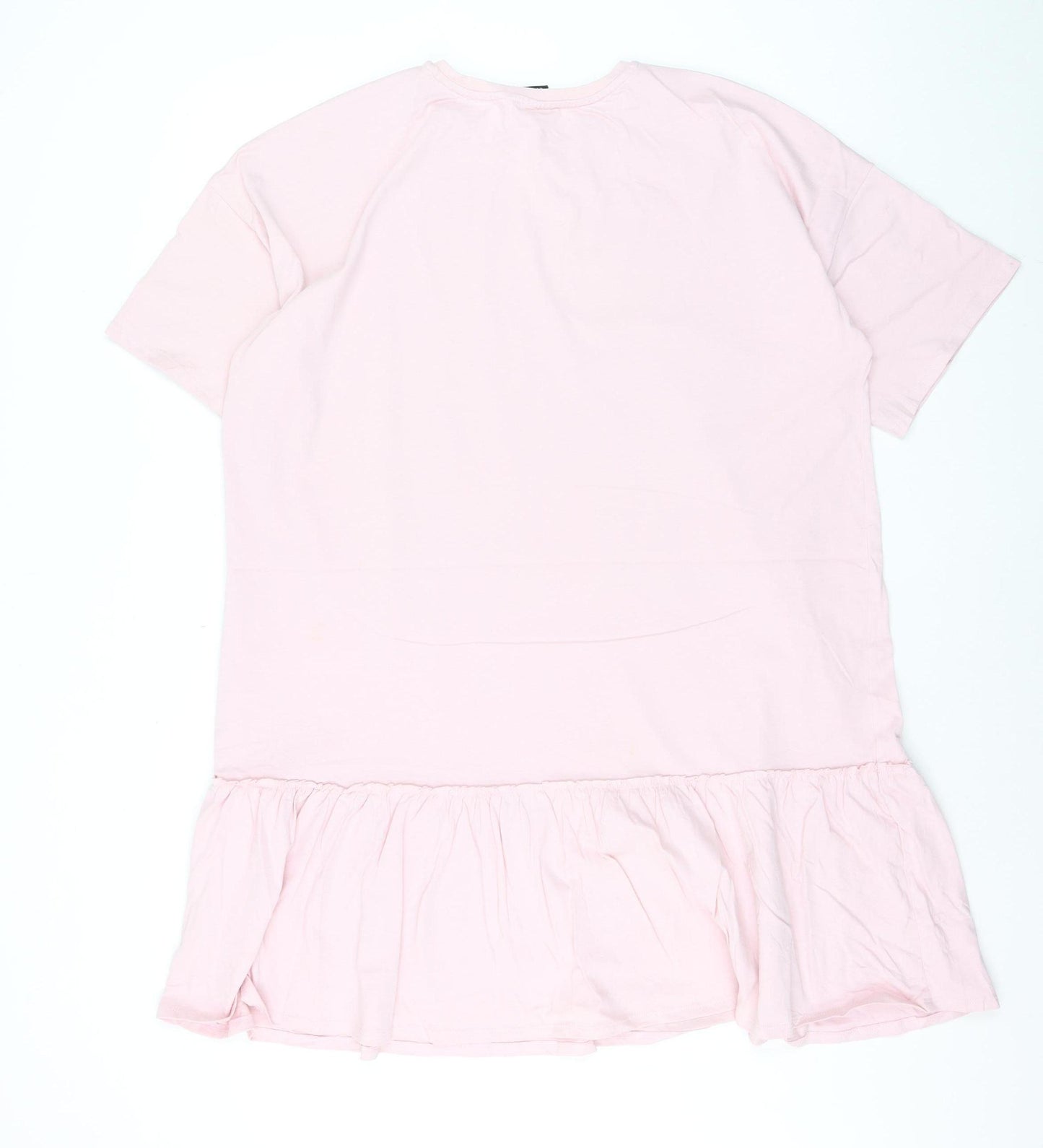 Disney at George Women’s Pink Ruffle Tunic T-Shirt L Mickey & Minnie Cotton