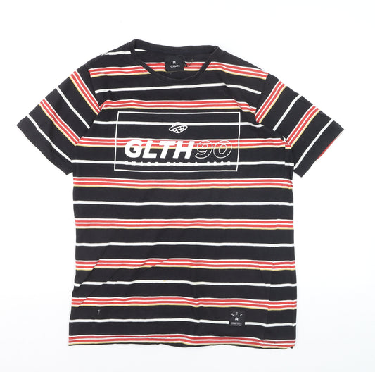 St Goliath Men's Multicoloured Striped Cotton Crew Neck T-Shirt Size S