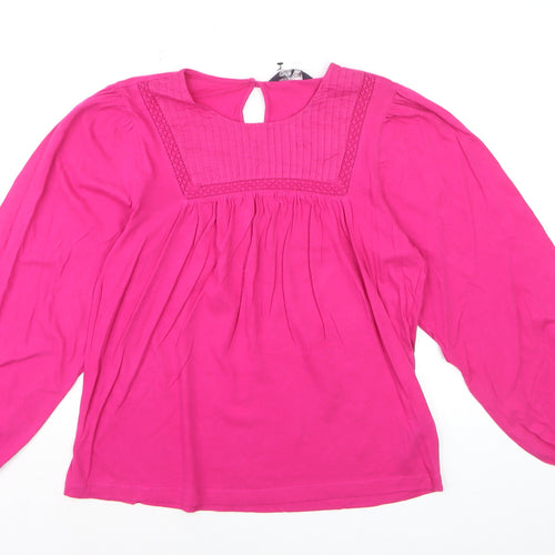 Marks and Spencer Womens Pink Long Sleeve Cotton Tunic Blouse Size S
