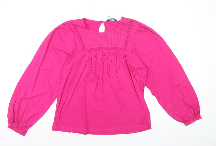 Marks and Spencer Womens Pink Long Sleeve Cotton Tunic Blouse Size S
