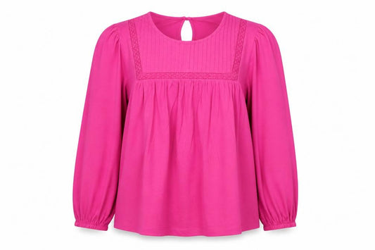 Front view of Marks & Spencer women’s pink long sleeve cotton tunic blouse, size S