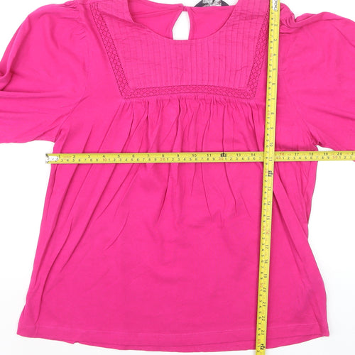 Marks and Spencer Womens Pink Long Sleeve Cotton Tunic Blouse Size S