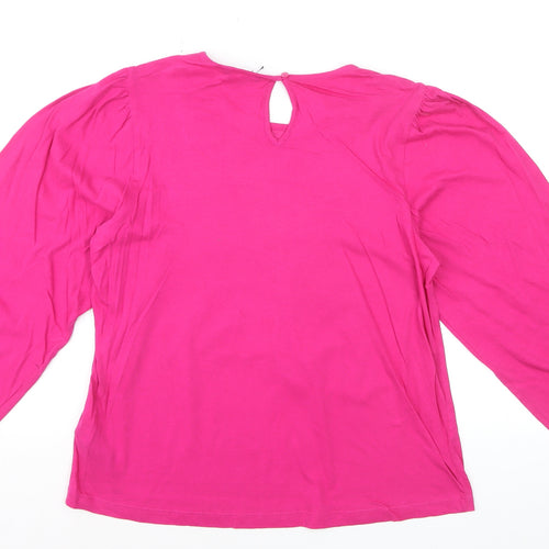 Marks and Spencer Womens Pink Long Sleeve Cotton Tunic Blouse Size S