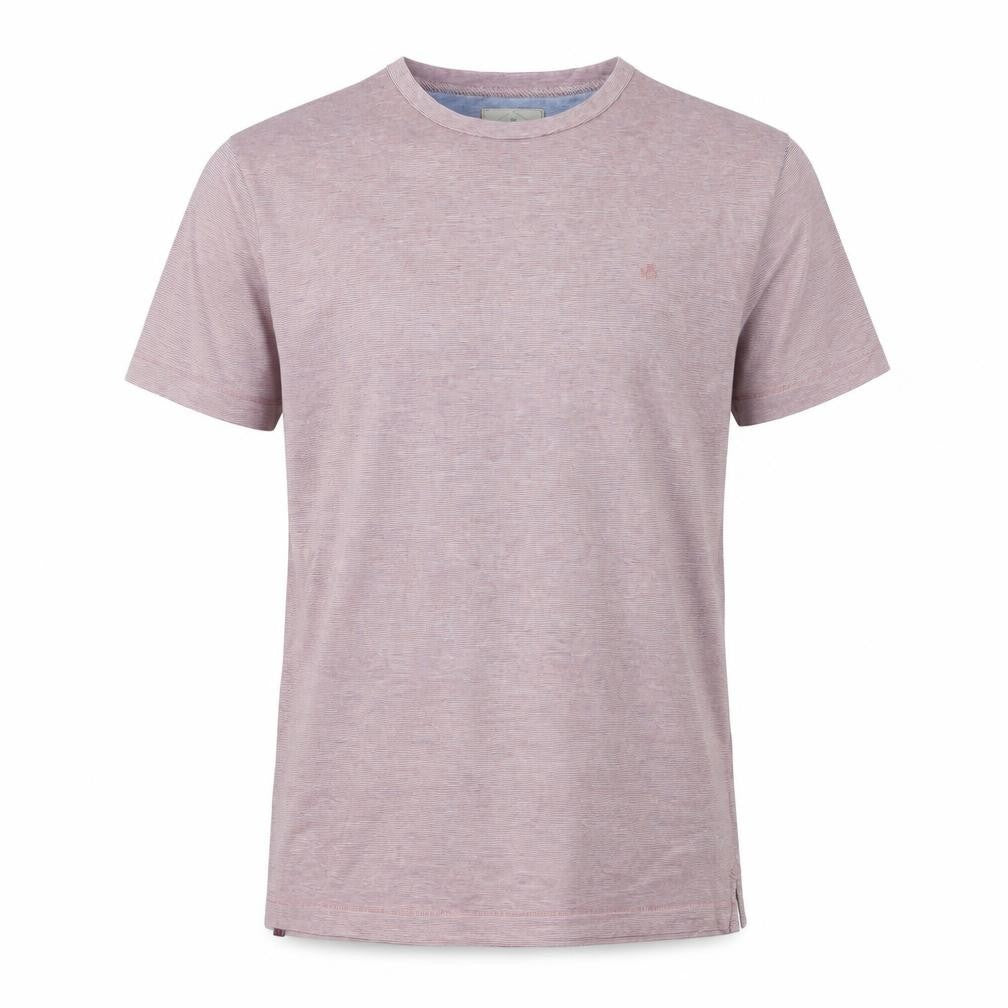 Front view of White Stuff Men's Pink Striped Cotton Polo Shirt, size M