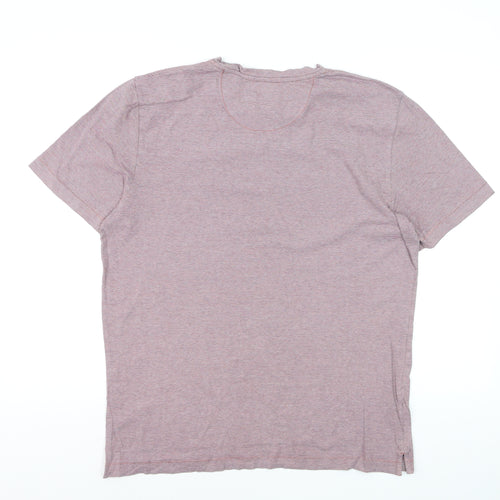White Stuff Men's Pink Striped Cotton Polo Shirt Size M