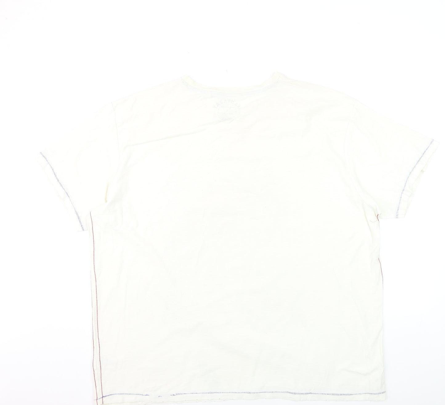 Mantaray Men's Beige Flamingo Graphic V-Neck Cotton T-Shirt 2XL