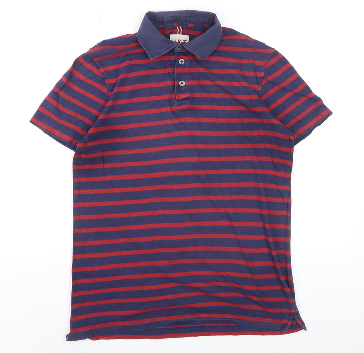 Hackett London Men’s Blue Red Striped Cotton Polo Shirt Size S