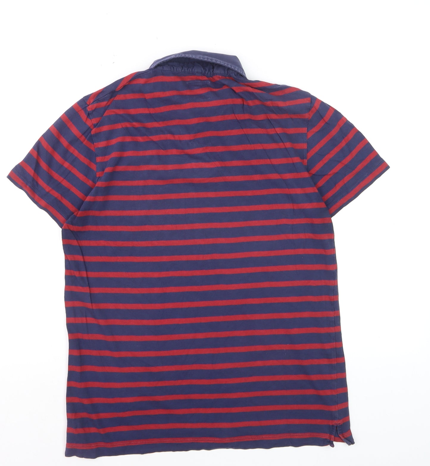 Hackett London Men’s Blue Red Striped Cotton Polo Shirt Size S