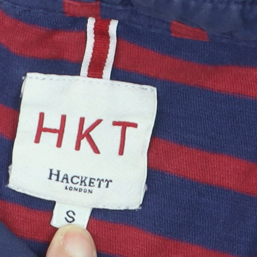 Hackett London Men’s Blue Red Striped Cotton Polo Shirt Size S