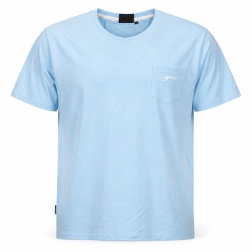 Slazenger Men Blue Cotton Polo L Short Sleeve Crew Neck