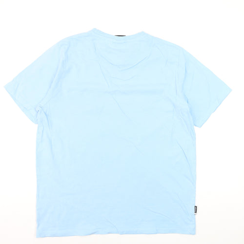 Slazenger Men Blue Cotton Polo L Short Sleeve Crew Neck