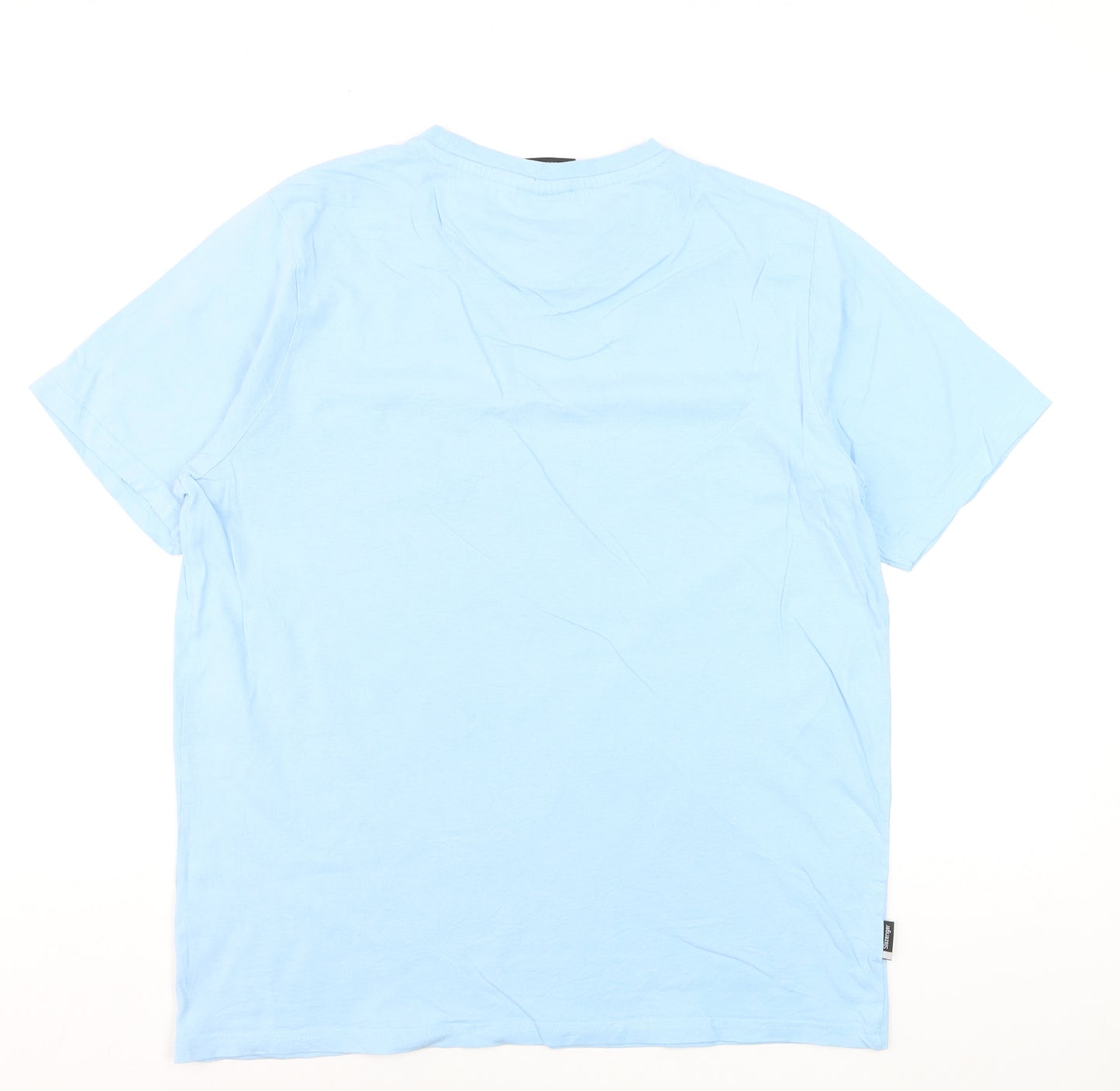 Slazenger Men Blue Cotton Polo L Short Sleeve Crew Neck