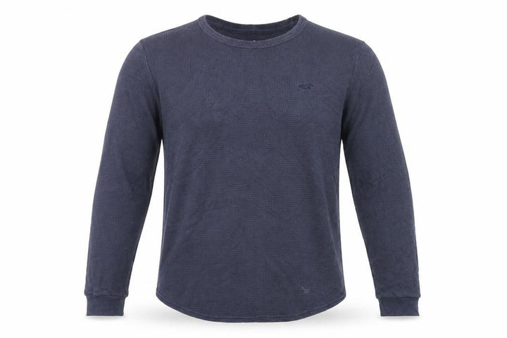 Hollister Men Blue Long Sleeve Cotton Crew Neck Top Size M