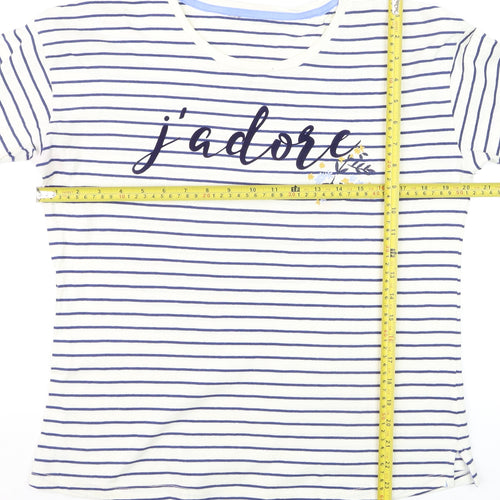 Principles Women’s White Striped Long Sleeve Cotton T-Shirt Size 12