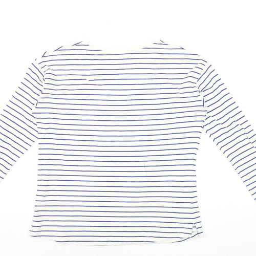 Principles Women’s White Striped Long Sleeve Cotton T-Shirt Size 12
