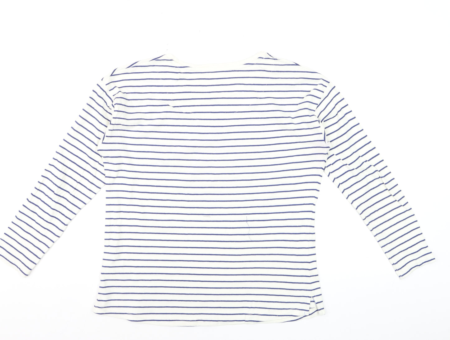 Principles Women’s White Striped Long Sleeve Cotton T-Shirt Size 12