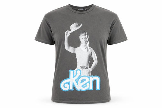 Front view of ASOS DESIGN Women’s Grey Ken Graphic Cotton T-Shirt UK 12