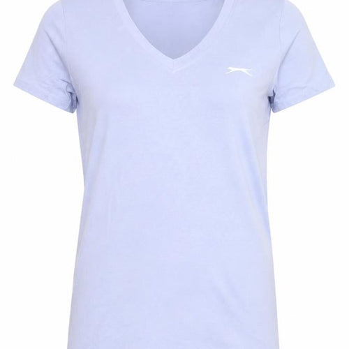 Slazenger Women's Blue V-Neck Cotton Short Sleeve T-Shirt UK 10