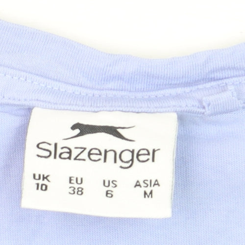 Slazenger Women's Blue V-Neck Cotton Short Sleeve T-Shirt UK 10