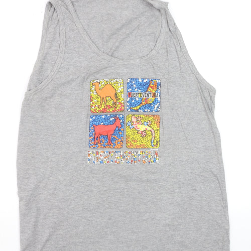 American Zone Men’s Grey Cotton Tank Top XXL Fuerteventura Graphic